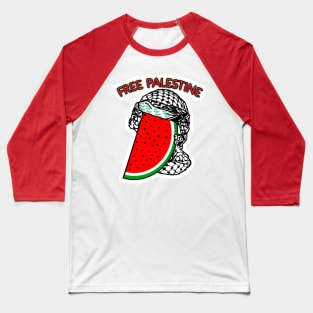 Watermelon Keffiyeh - Half Wrap - Free Palestine - Back Baseball T-Shirt